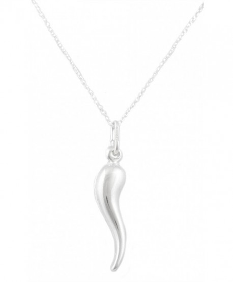 925 Italy Sterling Silver Italian Horn Pendant with an 18 Inch Link ...