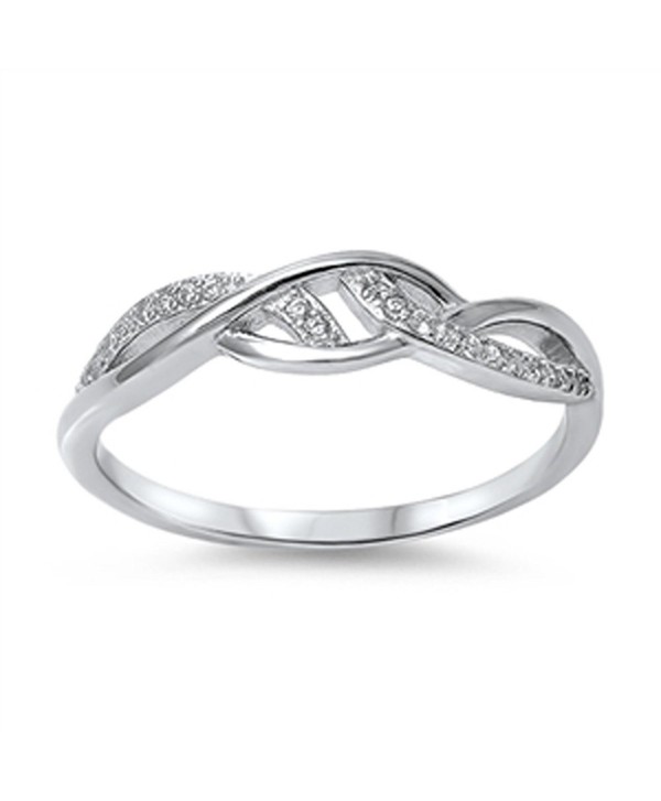 Infinity Style Cubic Zirconia Band .925 Sterling Silver Ring Sizes 4-10 ...