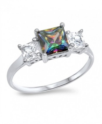 CHOOSE YOUR COLOR Sterling Silver Square Ring - Mystic Simulated Topaz - C7187Z459S6