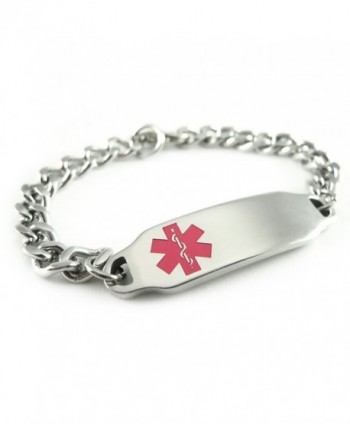 MyIDDr - Pre-Engraved & Customizable Diabetic Medical Alert ID Bracelet- Pink Symbol - CH116JRU1T5