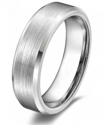 4mm 6mm 8mm Tungsten Ring for Men Women Beveled Edge Matte Silver ...