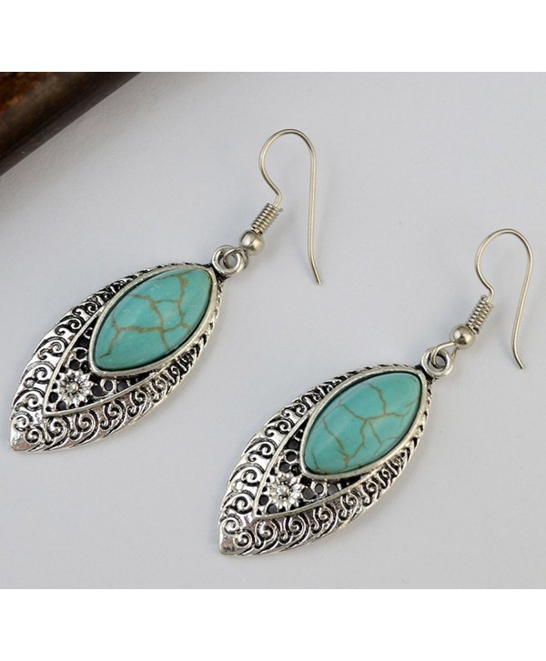 Vintage Simple Bohemian Carved Turquoise Earrings - Trendy Elegant Drop ...