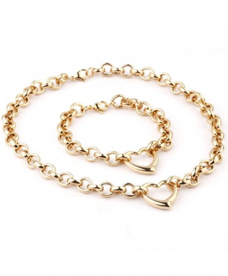 10mm Stainless Steel Womens Girls O Chain Heart Necklace Bracelet ...