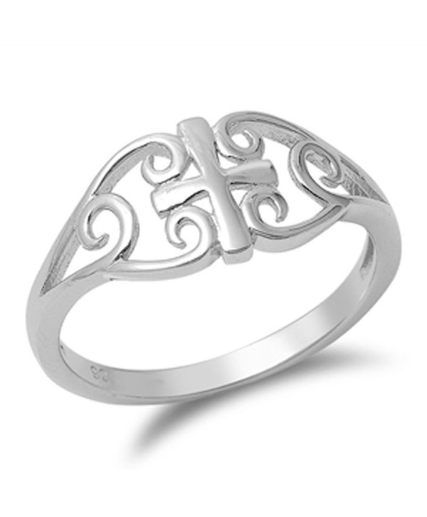 Women's Celtic Cross Filigree Unique Ring .925 Sterling Silver Band ...