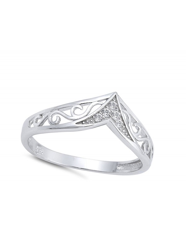 Filigree Chevron Clear CZ Thumb Ring New .925 Sterling Silver Band ...