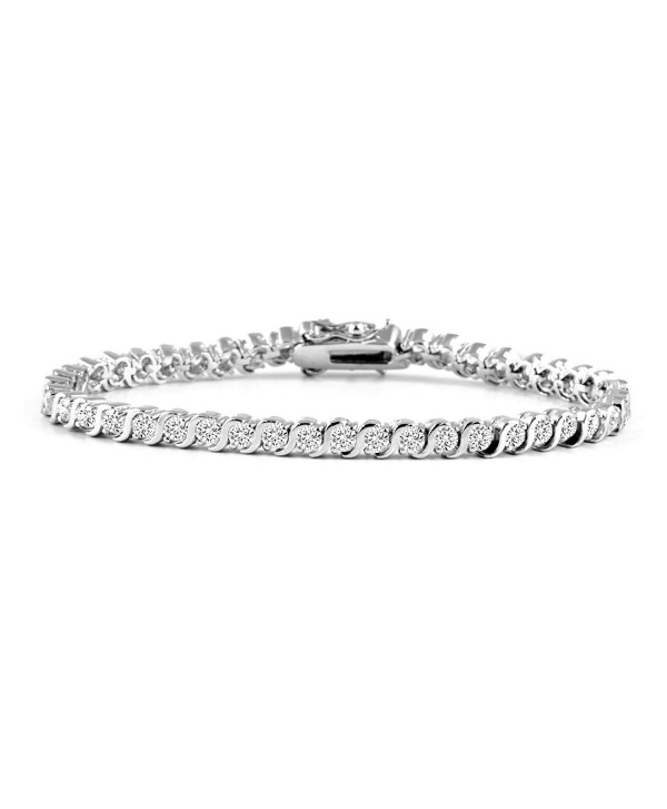 18k Gold Finish 3mm Round White Cubic Zirconia CZ Tennis Bracelet ...