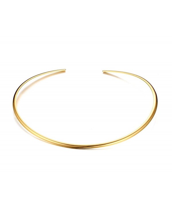 Fashion Must-have Stainless Steel Gold Plated Metal Plain Cuff Chocker ...