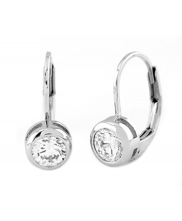 Sterling Silver Rhodium Plated 1 Cttw Cubic Zirconia Bezel Set Lever ...