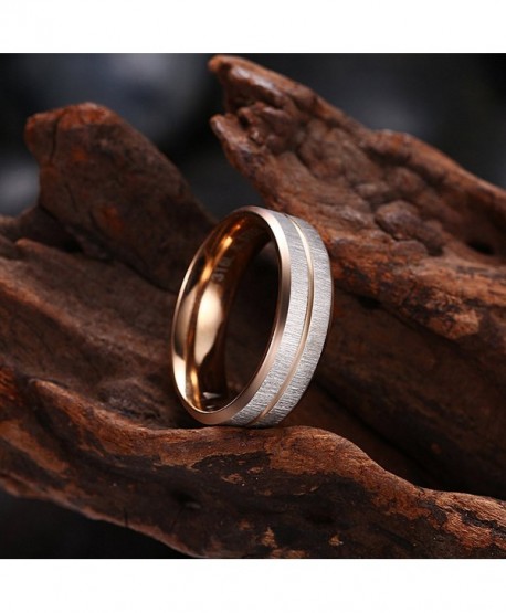 0.24 Inch Rose Gold Tungsten Carbide Wedding Band Ring Grooved Center ...