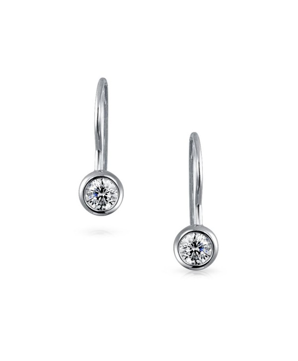 Bezel Set CZ Rhodium Plated Drop Earrings - CC11WJR47LR