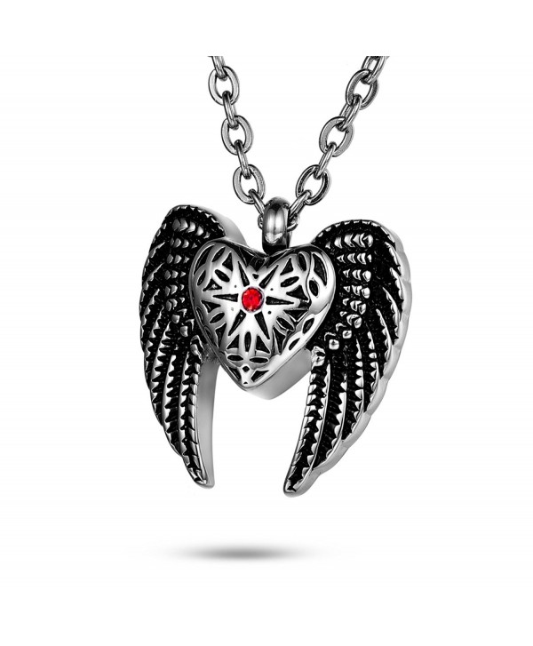 Ashes Necklace Crystal in Star & Angel Wing Memorial Pendant Urn
