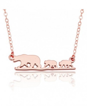 SENFAI Stainless Steel Mama Bear and Her Children Necklace Three color 18" - CM186XUECTH
