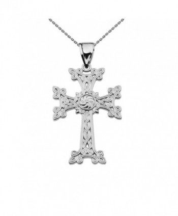 Sterling Silver Eternity "Khachkar" Armenian Cross Pendant Necklace (Small) - CG182MQ0XLM