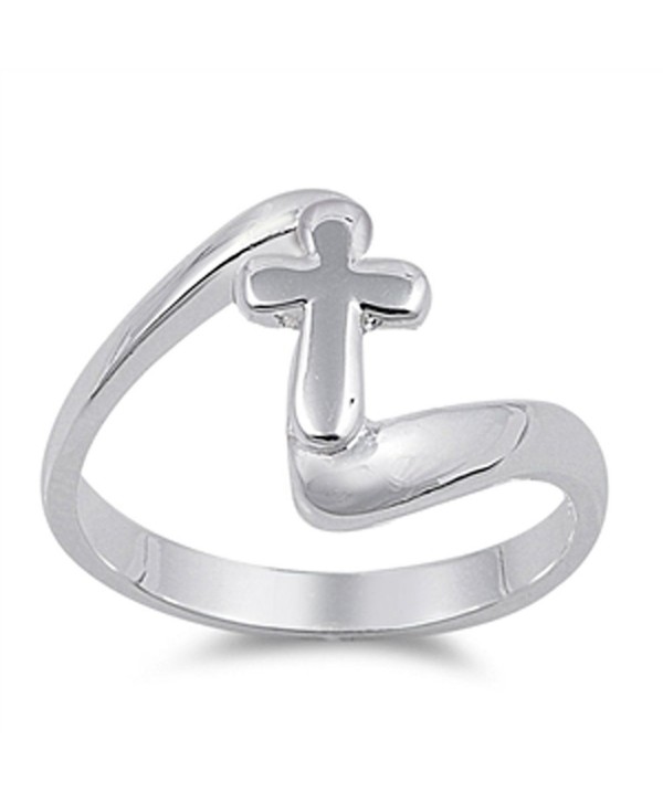 Sterling Silver Christian Cross Ring Gorgeous Faith Band Solid 925 ...