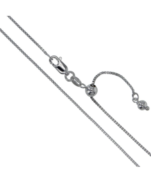Sterling Silver Rhodium Plated Box Chain 0.9mm Solid 925 Italy New ...