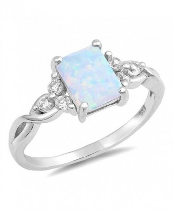 CHOOSE YOUR COLOR Sterling Silver Rectangle Infinity Knot Ring - White Simulated Opal - CO184Y792W5