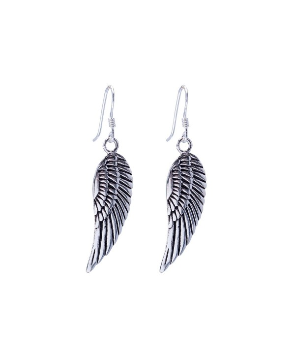 Women's .925 Sterling Silver Angel Wing Feather Dangle Earrings ...