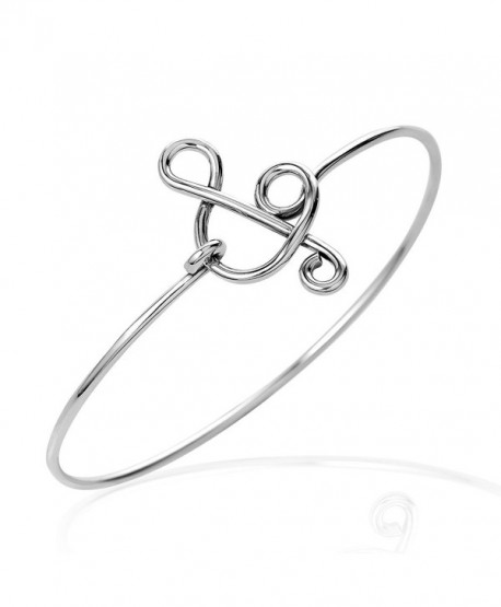 925 Sterling Silver Symbolic Integrated Thin Lines Treble G Clef Music ...