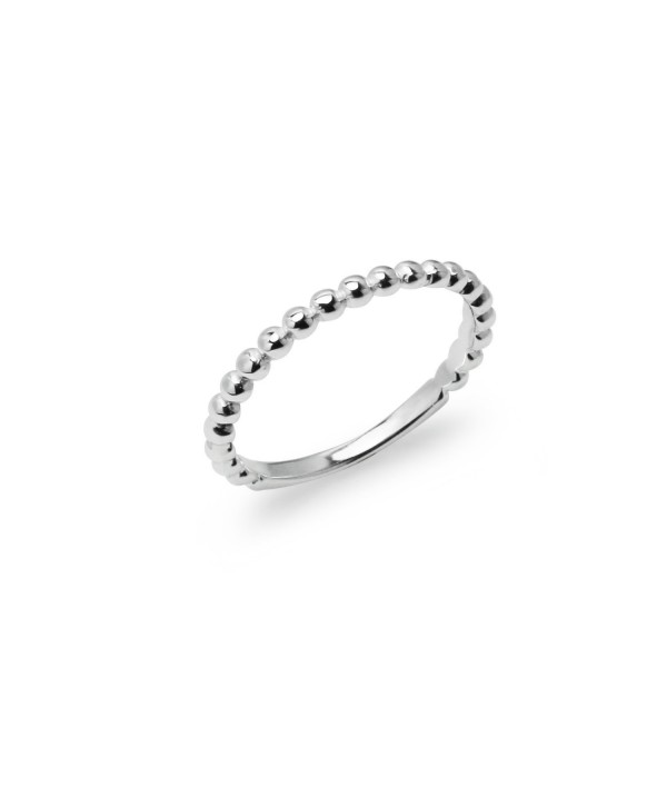 Sterling Silver Beaded Stackable Ring - Polished Fine Wedding Band ...
