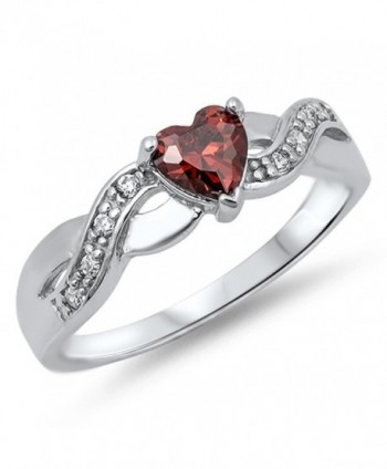 CHOOSE YOUR COLOR Sterling Silver Infinity Knot Heart Promise Ring - Simulated Garnet - CW11Y23SQG3