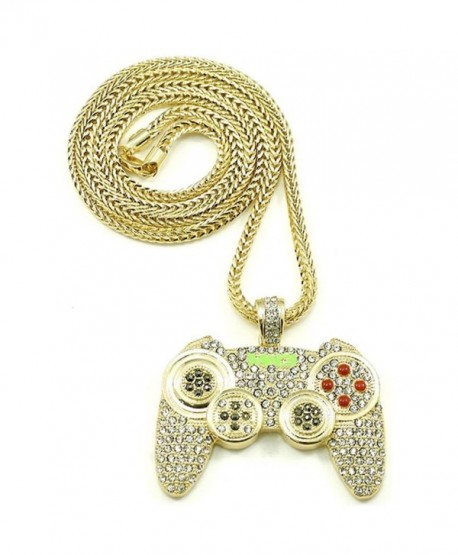 Necklace Gamepad Pendant Crystal Jewelry - Gold Tone - C91882KKUK6