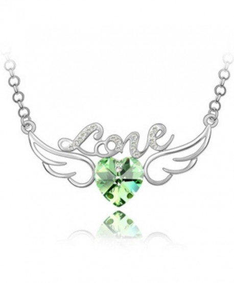 Letter Love Angel Wings Heart Peridot Green Crystal 25